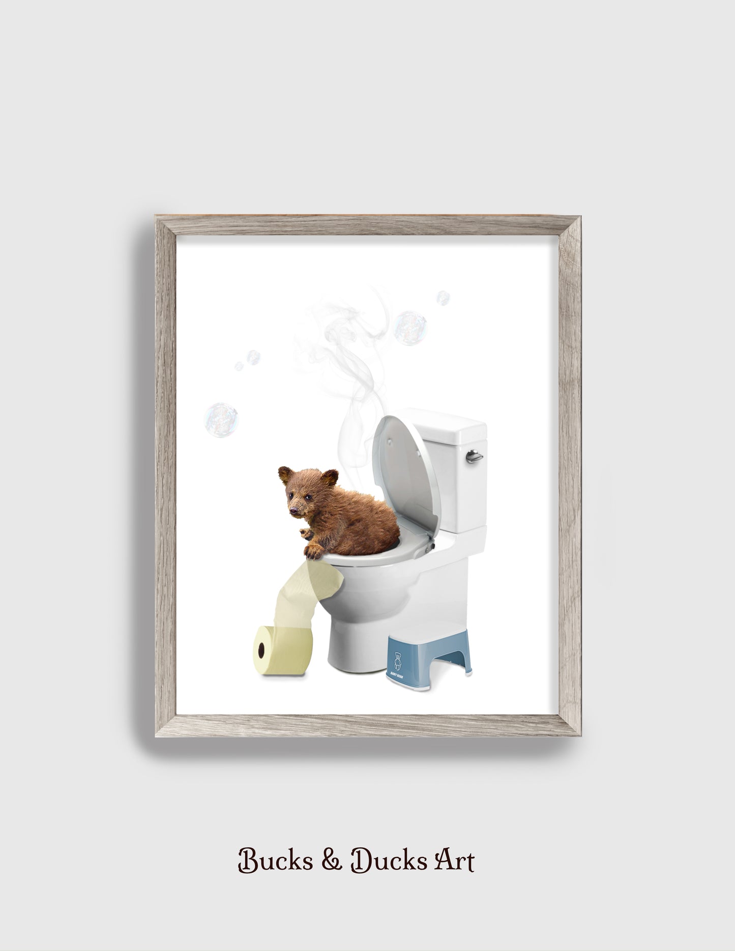 Bathroom Bear Family Set of 3 Prints, Woodland Animal Decor, Rustic Toilet Wall Art Humor
