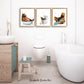 Bathroom Bear Family Set of 3 Prints, Woodland Animal Decor, Rustic Toilet Wall Art Humor